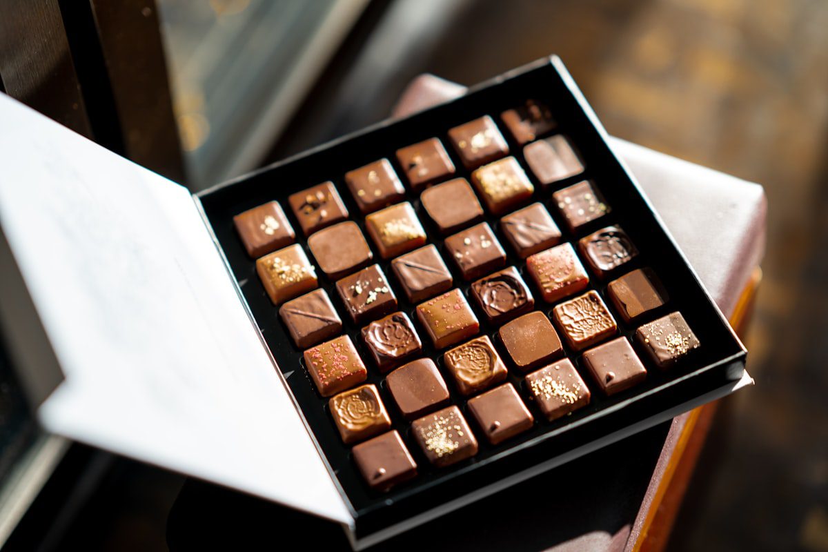 Assorted gourmet chocolates in a gift box